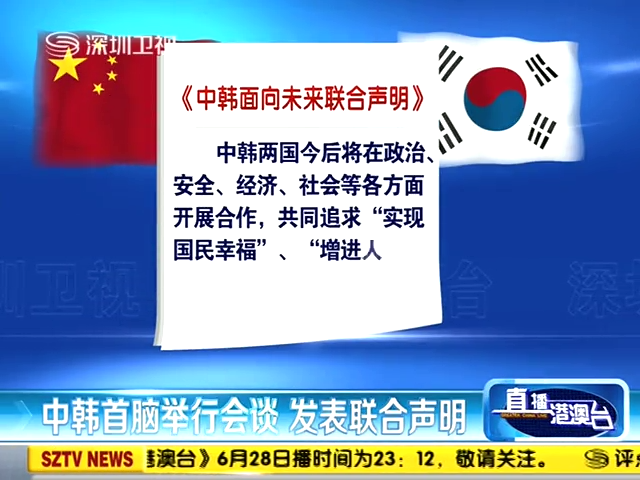 中韩首脑举行会谈 发表联合声明截图